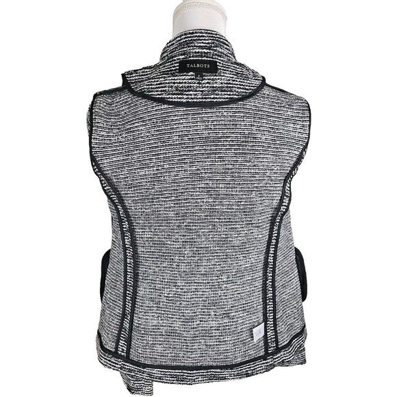 Talbots ~Woman Size 2~ Black/White Striped Cotton Blend Jacket Blazer Unlined. - Picture 6 of 9